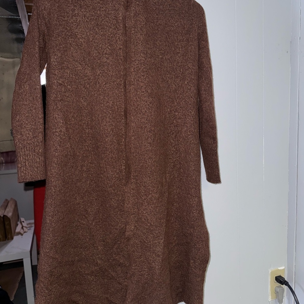 Tahari Cardigan - Dark Brown, Merino Wool Blend- Small
